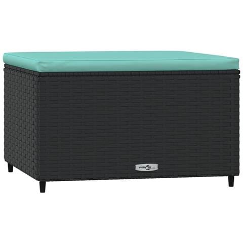 Poggiapiedi Da Giardino Con Cuscino In Polyrattan Nero - Foto 1