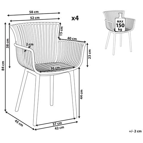 Set Di 4 Sedie Da Pranzo Bianco Pesaro - Foto 11