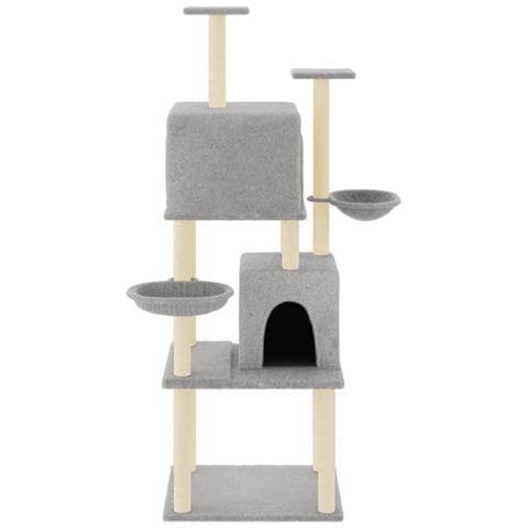 Albero Per Gatti Con Tiragraffi In Sisal Grigio Chiaro 180 Cm - Foto 2