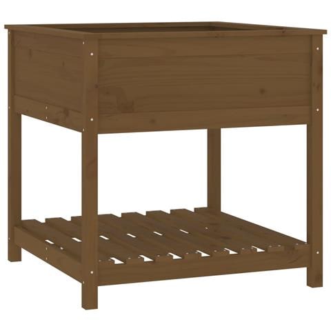 Fioriera Con Mensola Miele 82,5x82,5x81 Cm Legno Massello Pino - Foto 1