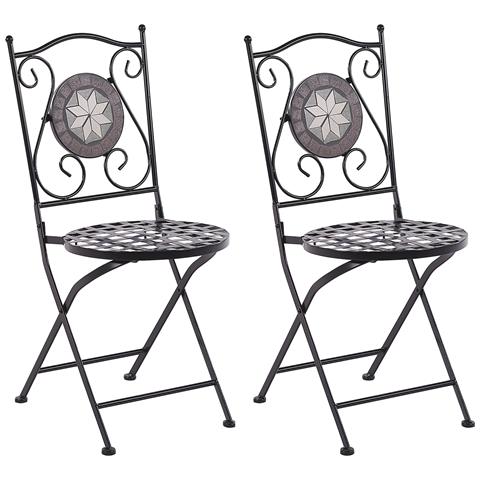 Set Di 2 Sedie Da Giardino In Metallo Nero Cariati - Foto 8