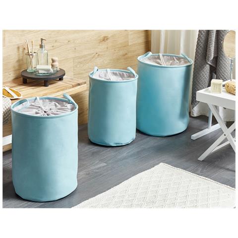Set Di 3 Cestini Archa Cotone Azzurro - Foto 1