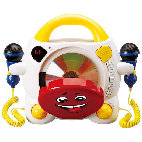 Lettore Cd Karaoke Portatile Per Bambini Con Bluetooth E Doppio Microfono, Multicolore - Foto 2