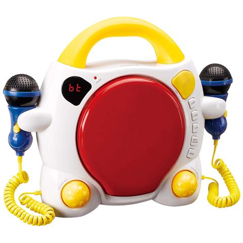 Lettore Cd Karaoke Portatile Per Bambini Con Bluetooth E Doppio Microfono, Multicolore - Foto 6