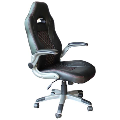 Poltrona Da Ufficio E Gaming Ergonomica In Pelle Sintetica Con Bordature Rosse Maranello - Foto 1