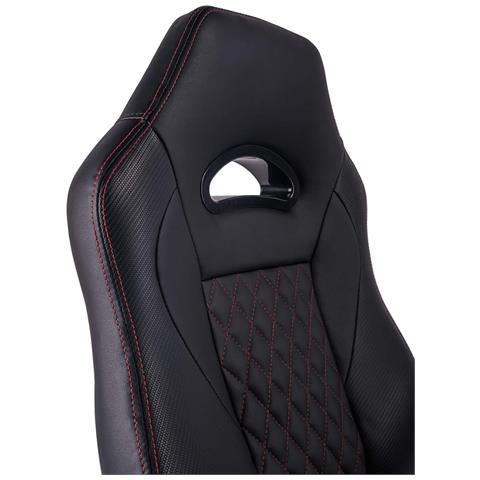 Poltrona Da Ufficio E Gaming Ergonomica In Pelle Sintetica Con Bordature Rosse Maranello - Foto 8