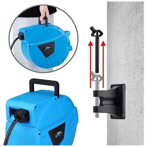 Avvolgitubo per aria compressa con tubo da 10 mt, attacco da 1/4, fissaggio a parete - Foto 4