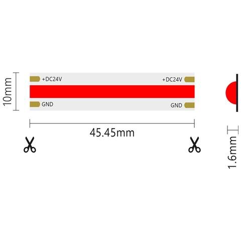 Striscia Led Cob Monocolore Da 15w /mt 24v - Bobina Da 5m - Rosso - Foto 2
