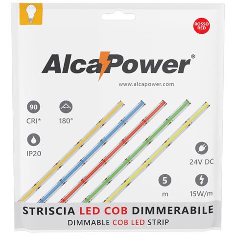 Striscia Led Cob Monocolore Da 15w /mt 24v - Bobina Da 5m - Rosso - Foto 3