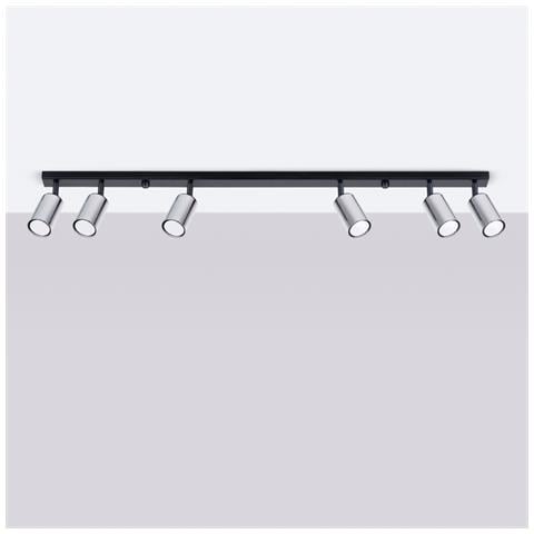 Lampada A Soffitto Winx 6l Nero /cromo Sl. 1372 - Moderno Lampade Da Soffitto Nero /cromato 18.5x118x6 Cm - Foto 2