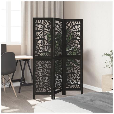 Divisorio Ambienti 3 Pannelli Nero Legno Massello Di Paulownia - Foto 3