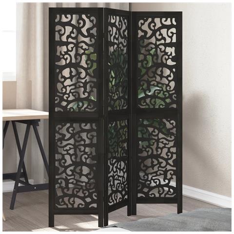 Divisorio Ambienti 3 Pannelli Nero Legno Massello Di Paulownia - Foto 1