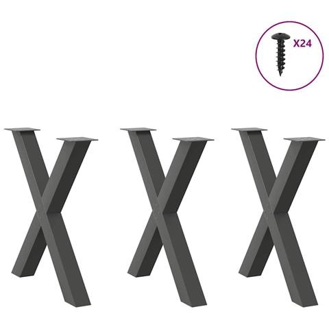 Gambe Tavolo Pranzo A X 3 Pz Antracite 80x(72-73) Cm Acciaio - Foto 3