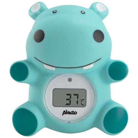 Termometro Da Bagno E Ambiente Con Ippopotamo Galleggiante, Verde Acqua - Foto 1