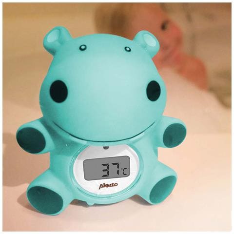 Termometro Da Bagno E Ambiente Con Ippopotamo Galleggiante, Verde Acqua - Foto 2