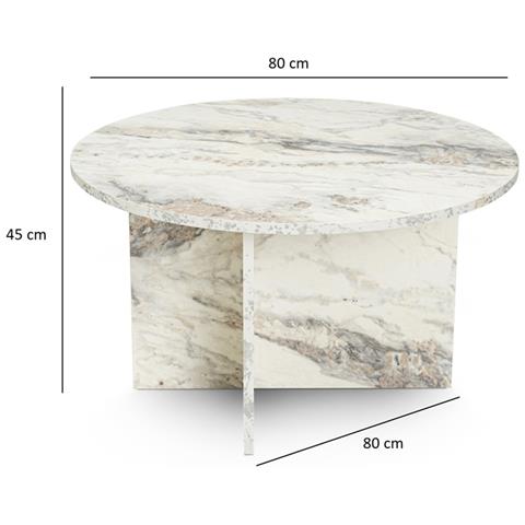 Vinu Tavolino Rotondo Effetto Marmo Fresia 80x80cm - Foto 2