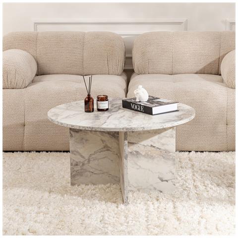 Vinu Tavolino Rotondo Effetto Marmo Fresia 80x80cm - Foto 6