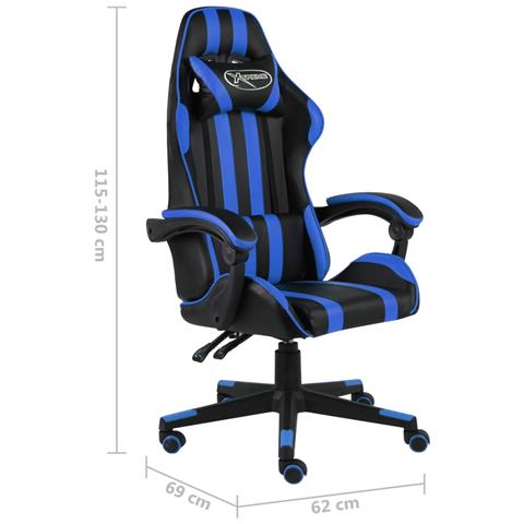 Sedia Da Gaming Nero E Blu In Similpelle - Foto 6