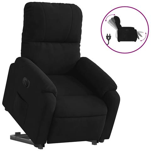 Poltrona Alzapersona Reclinabile Elettrica Nera in Microfibra - Foto 1