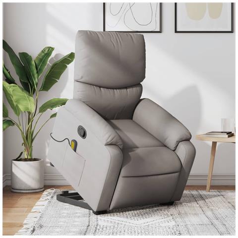 Poltrona Alzapersona Massaggiante Reclinabile Tortora Tessuto - Foto 2