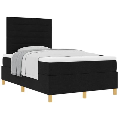 Letto a Mola con Materasso Nero 120x200 cm in Tessuto - Foto 1