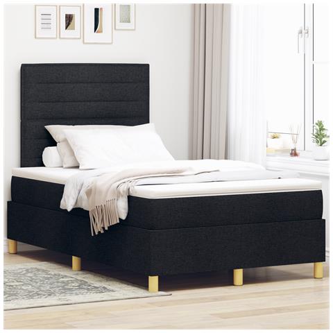 Letto a Mola con Materasso Nero 120x200 cm in Tessuto - Foto 2