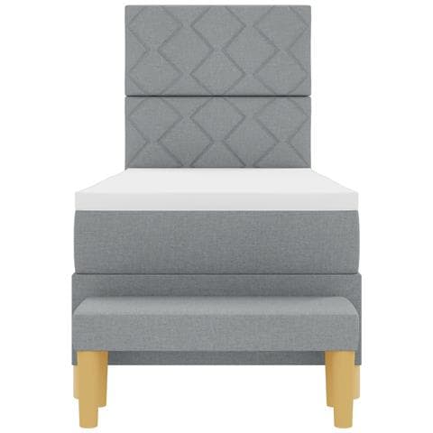 Letto Box Spring con Materasso e Panchina Grigio Chiaro 80x200 cm Tessuto - Foto 9
