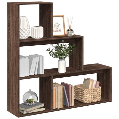 Libreria Divisoria 3Piani Rovere Marrone 123x29x123 Truciolato - Foto 2