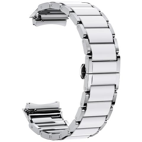 Cinturino In Metallo Effetto Ceramica Compatibile Con Huawei Watch 5 42mm Silver - Foto 1