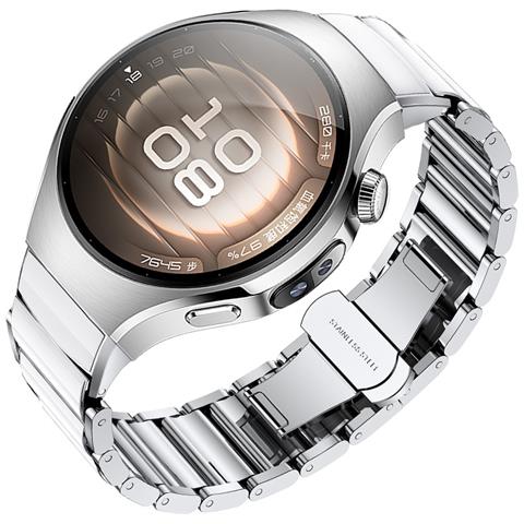 Cinturino In Metallo Effetto Ceramica Compatibile Con Huawei Watch 5 42mm Silver - Foto 2