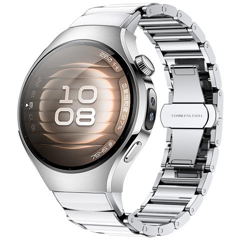 Cinturino In Metallo Effetto Ceramica Compatibile Con Huawei Watch 5 42mm Silver - Foto 3
