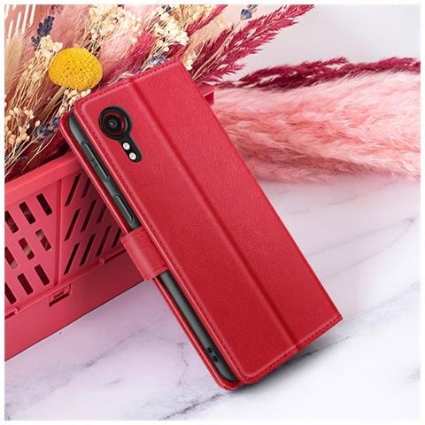 Custodia A Portafoglio Per Galaxy Xcover 5 Con Supporto E Linguetta Magnetica, Rosso - Foto 2