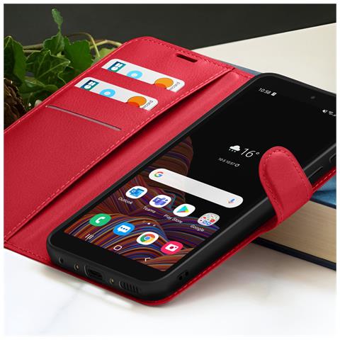 Custodia A Portafoglio Per Galaxy Xcover 5 Con Supporto E Linguetta Magnetica, Rosso - Foto 5