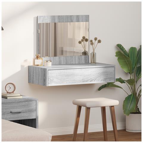 Tavolo da trucco a muro grigio sonoma 83x40x70 cm - Foto 2
