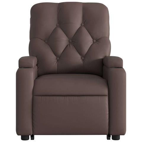 Poltrona Alzapersona Elettrica Reclinabile Marrone Similpelle - Foto 9