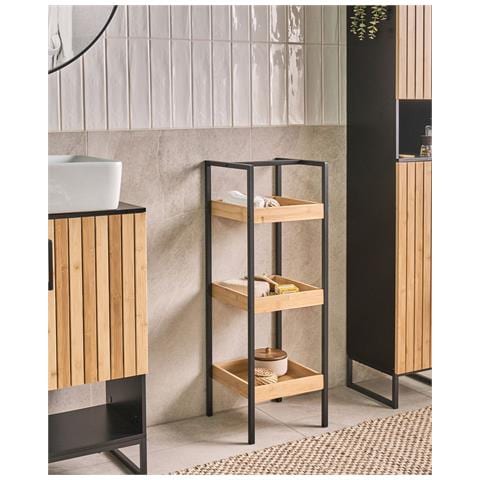 Mobile Con 3 Ripiani Tajzara Legno Di Bambù Marrone Chiaro - Foto 1