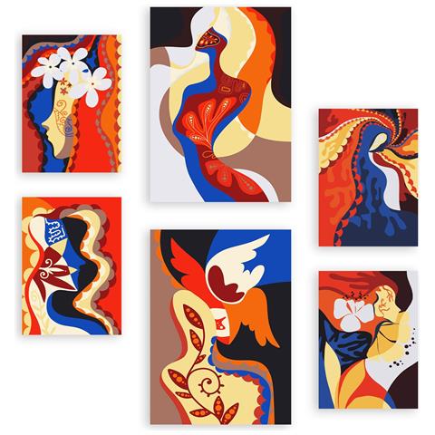 Set Di 6 Stampe Padronanza Entusiasta Dei Dipinti Decorativi Estetici Astratti Femminili Per Il Tuo Soggiorno Di Casa A3 & A4 Senza Cornice - Foto 1