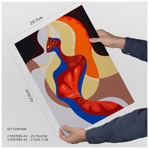 Set Di 6 Stampe Padronanza Entusiasta Dei Dipinti Decorativi Estetici Astratti Femminili Per Il Tuo Soggiorno Di Casa A3 & A4 Senza Cornice - Foto 4