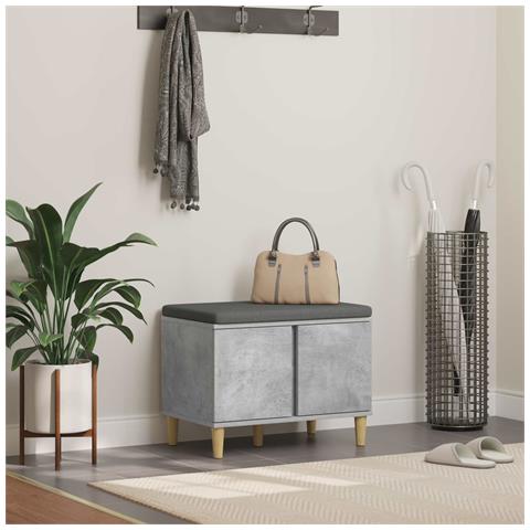 Panca per ingresso con cuscino Grigio Cemento 60 x 38 x 46 cm - Foto 2