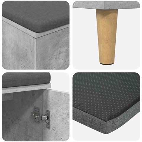 Panca per ingresso con cuscino Grigio Cemento 60 x 38 x 46 cm - Foto 9