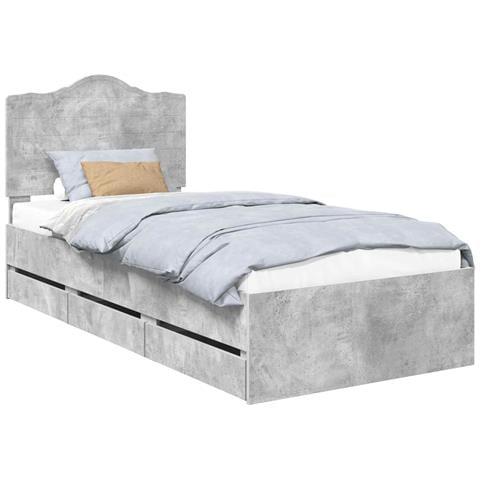 Struttura del letto con cassetto Grigio cemento 75 x 190 cm - Foto 1