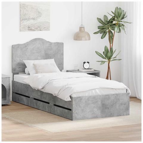 Struttura del letto con cassetto Grigio cemento 75 x 190 cm - Foto 2