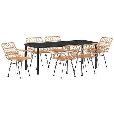 Set da Pranzo per Giardino 7 pcs Marrone - Foto 1
