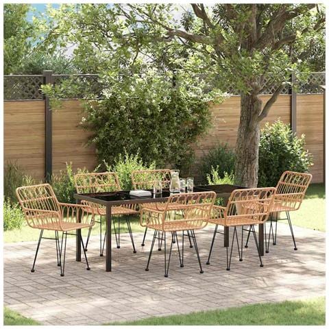 Set da Pranzo per Giardino 7 pcs Marrone - Foto 2