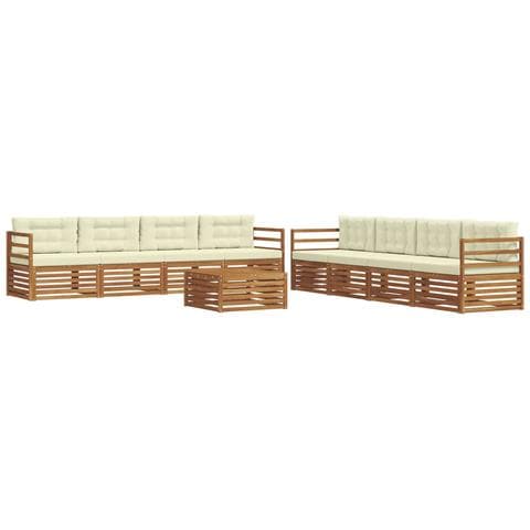 Set di divani da esterno con cuscino 9 pcs Naturale e Crema - Foto 1