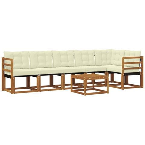 Set di divani da esterno con cuscino 7 pcs Naturale e Crema - Foto 1