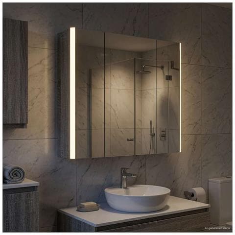 Mobiletto per specchio da bagno Grigio Sonoma - Foto 2