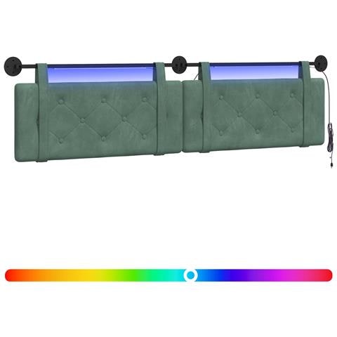 Testiera sospesa Con luce LED Verde Mare Velluto - Foto 1