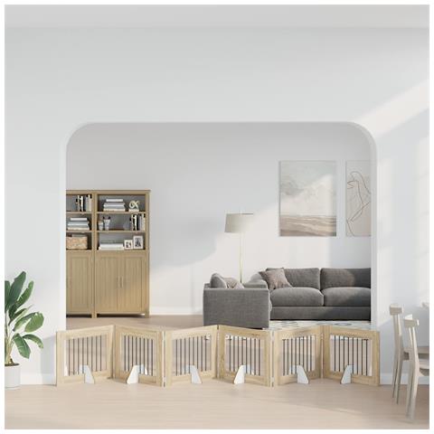 Cancello per cani pieghevole con supporti 6 pcs Rovere Sonoma - Foto 2