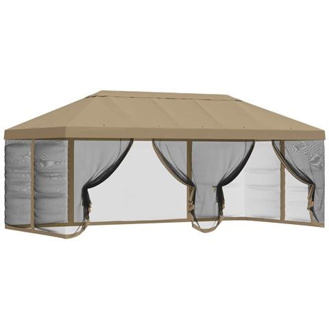 Copertura Gazebo con Pareti Laterali 6 x 3 m Beige Poliestere - Foto 1